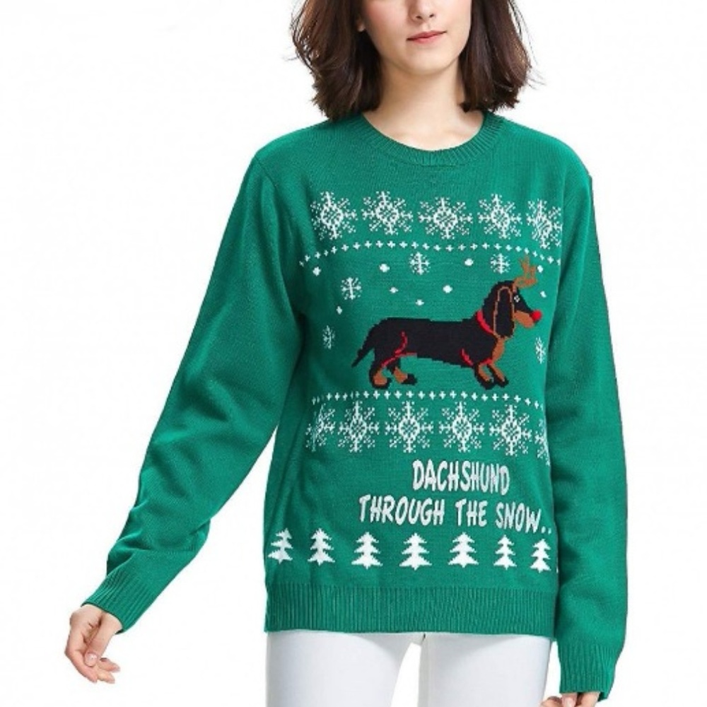 XL Dachshund Through The Snow Sweater Christmas